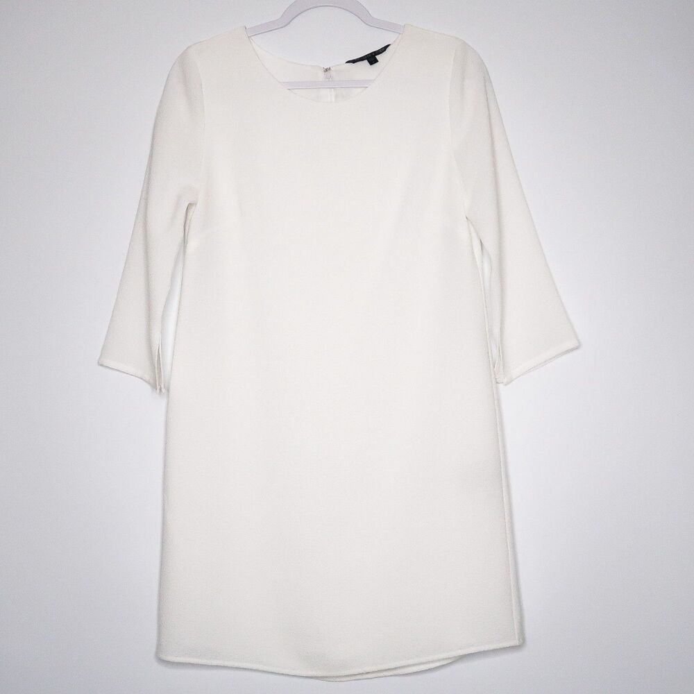 Felicity & Coco Shift Mini Dress Size Small White 3/4 Sleeve 60's Minimalist 70s